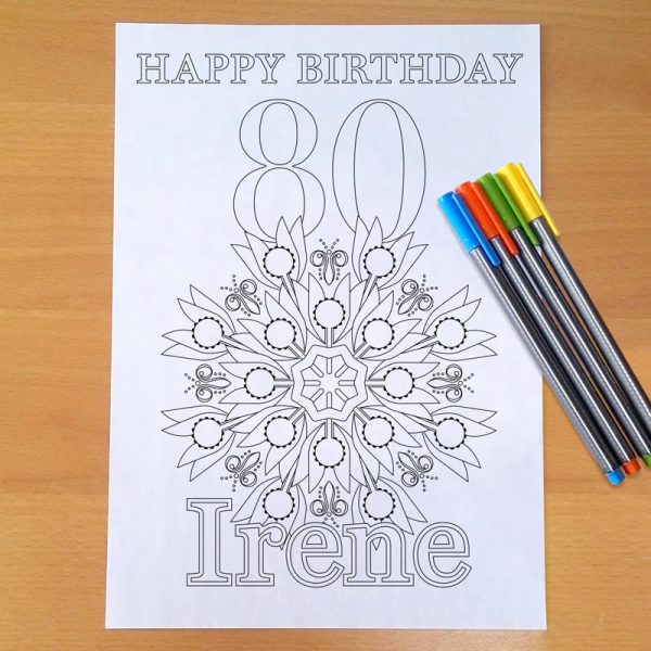 Happy Birthday colouring page